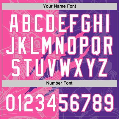 Custom Graffiti Pattern White Purple-Pink 3D Scratch Two-Button Unisex Softball Jersey