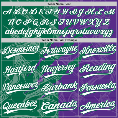 Custom Graffiti Pattern White Purple-Kelly Green 3D Scratch Two-Button Unisex Softball Jersey