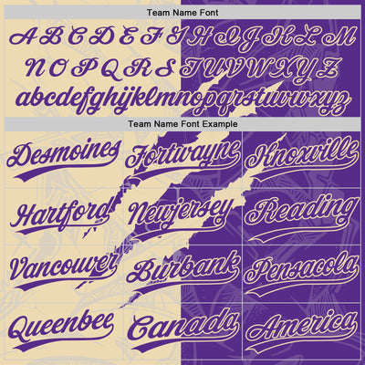 Custom Graffiti Pattern Purple-Cream 3D Scratch Two-Button Unisex Softball Jersey