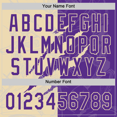 Custom Graffiti Pattern Purple-Cream 3D Scratch Two-Button Unisex Softball Jersey