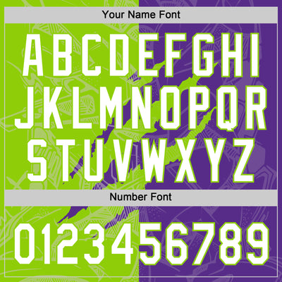 Custom Graffiti Pattern White Purple-Neon Green 3D Scratch Two-Button Unisex Softball Jersey