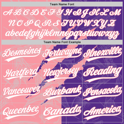 Custom Graffiti Pattern White Purple-Medium Pink 3D Scratch Two-Button Unisex Softball Jersey