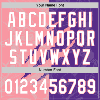 Custom Graffiti Pattern White Purple-Medium Pink 3D Scratch Two-Button Unisex Softball Jersey