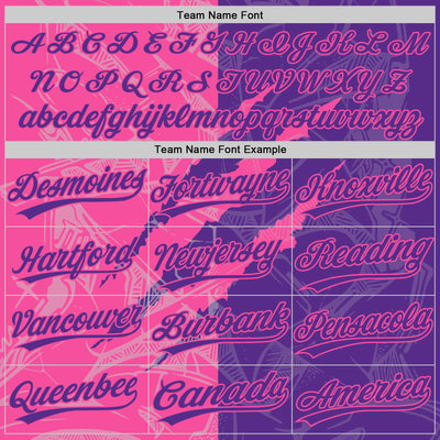 Custom Graffiti Pattern Purple-Pink 3D Scratch Two-Button Unisex Softball Jersey