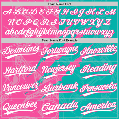 Custom Graffiti Pattern White Aqua-Pink 3D Scratch Two-Button Unisex Softball Jersey