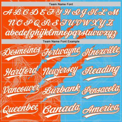 Custom Graffiti Pattern White Sky Blue-Orange 3D Scratch Two-Button Unisex Softball Jersey