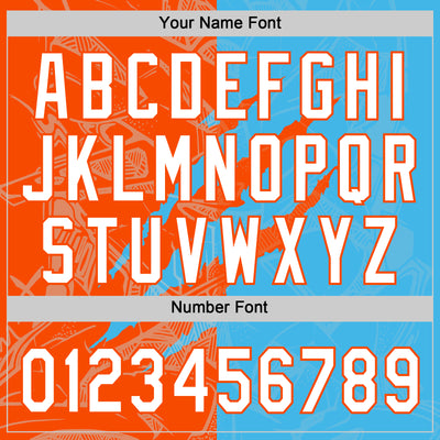 Custom Graffiti Pattern White Sky Blue-Orange 3D Scratch Two-Button Unisex Softball Jersey