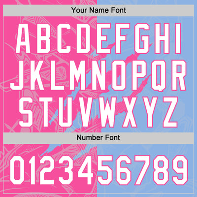 Custom Graffiti Pattern White Light Blue-Pink 3D Scratch Two-Button Unisex Softball Jersey