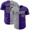 Custom Purple Gray-Black Pinstripe Authentic Split Fashion Baseball Jersey