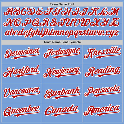 Custom Light Blue White-Red Pinstripe Authentic Split Fashion Baseball Jersey