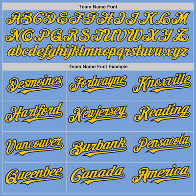 Custom Light Blue Yellow-Navy Pinstripe Authentic Split Fashion Baseball Jersey