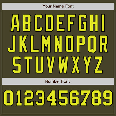 Custom Olive Neon Yellow Cream-Black Pinstripe Authentic Split Fashion Salute To Service Baseball Jersey