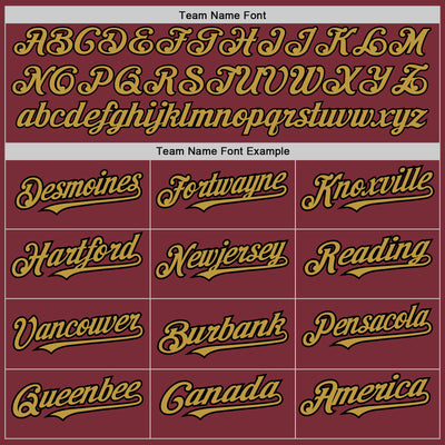 Custom Burgundy Old Gold-Black Pinstripe Authentic Split Fashion Baseball Jersey