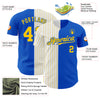 Custom Thunder Blue White-Yellow Pinstripe Authentic Split Fashion Baseball Jersey