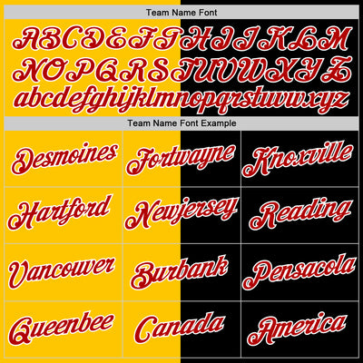 Custom Black Red-Yellow Split Fashion Performance T-Shirt