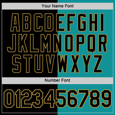 Custom Black Teal-Old Gold Split Fashion Performance T-Shirt