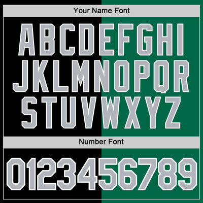 Custom Black Gray-Kelly Green Split Fashion Performance T-Shirt