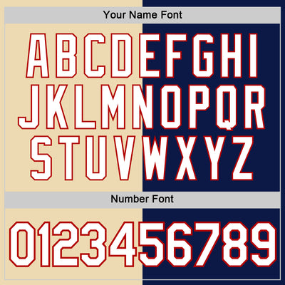 Custom Cream White Navy-Red Split Fashion Performance T-Shirt