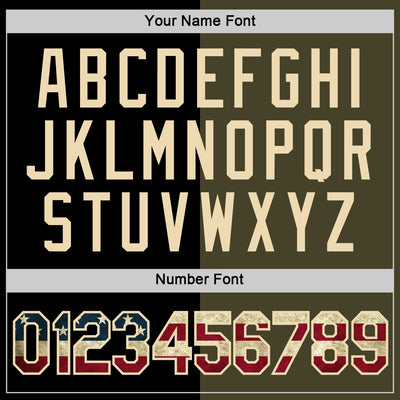 Custom Black Vintage USA Flag Olive-Cream Split Fashion Performance T-Shirt