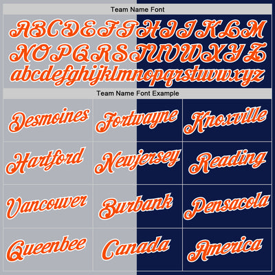 Custom Navy Orange-Gray Split Fashion Performance T-Shirt