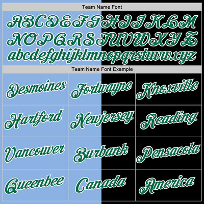 Custom Black Kelly Green-Light Blue Split Fashion Performance T-Shirt