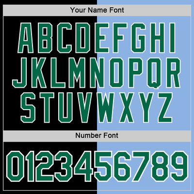 Custom Black Kelly Green-Light Blue Split Fashion Performance T-Shirt