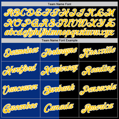 Custom Black Yellow-Royal Split Fashion Performance T-Shirt