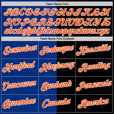 Custom Black Orange-Royal Split Fashion Performance T-Shirt