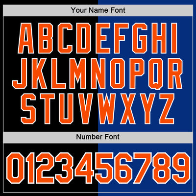 Custom Black Orange-Royal Split Fashion Performance T-Shirt