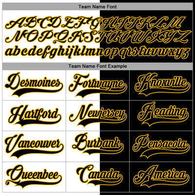 Custom Black Gold-White Split Fashion Hockey Lace Neck Jersey