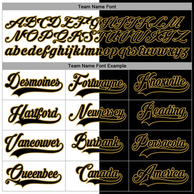 Custom Black Old Gold-White Split Fashion Hockey Lace Neck Jersey