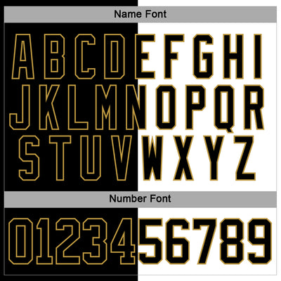 Custom Black Old Gold-White Split Fashion Hockey Lace Neck Jersey