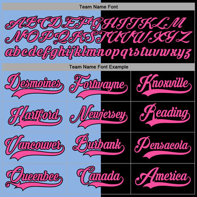 Custom Black Pink-Light Blue Split Fashion Hockey Lace Neck Jersey