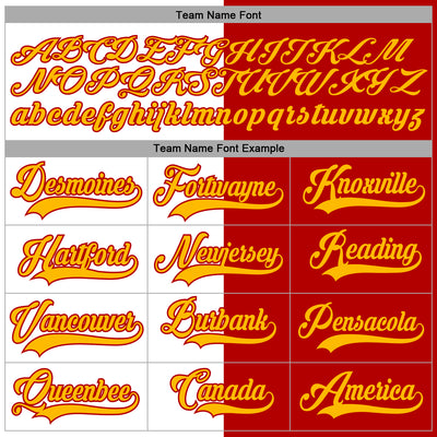 Custom Red Gold-White Split Fashion Hockey Lace Neck Jersey