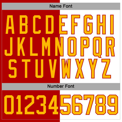 Custom Red Gold-White Split Fashion Hockey Lace Neck Jersey