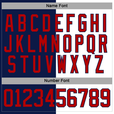 Custom Navy Red-White Split Fashion Hockey Lace Neck Jersey