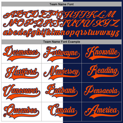 Custom Navy Orange-White Split Fashion Hockey Lace Neck Jersey