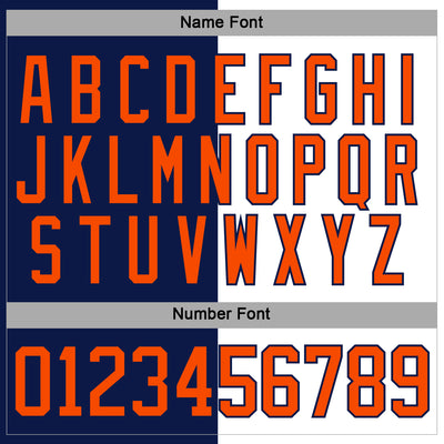 Custom Navy Orange-White Split Fashion Hockey Lace Neck Jersey