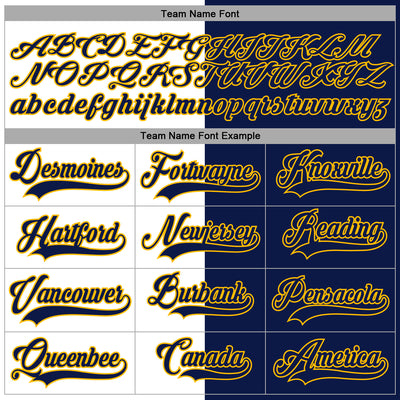 Custom Navy Gold-White Split Fashion Hockey Lace Neck Jersey