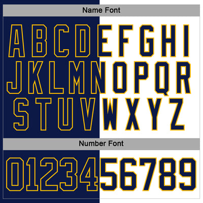 Custom Navy Gold-White Split Fashion Hockey Lace Neck Jersey