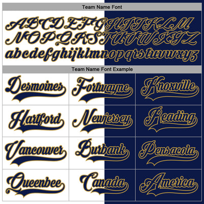 Custom Navy Old Gold-White Split Fashion Hockey Lace Neck Jersey