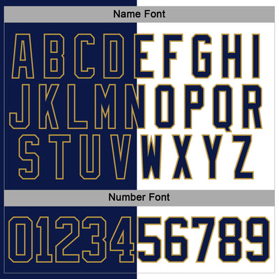 Custom Navy Old Gold-White Split Fashion Hockey Lace Neck Jersey