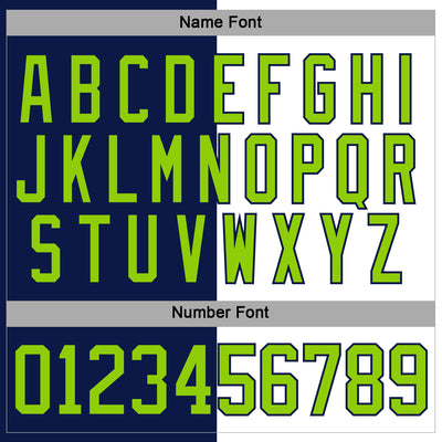 Custom Navy Neon Green-White Split Fashion Hockey Lace Neck Jersey