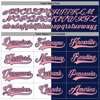 Custom Navy Medium Pink-White Split Fashion Hockey Lace Neck Jersey