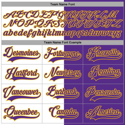 Custom Purple Gold-White Split Fashion Hockey Lace Neck Jersey