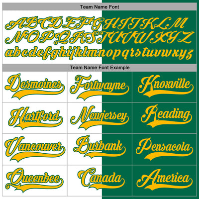 Custom Kelly Green Gold-White Split Fashion Hockey Lace Neck Jersey