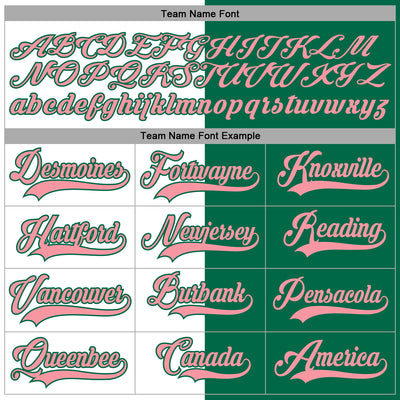 Custom Kelly Green Medium Pink-White Split Fashion Hockey Lace Neck Jersey