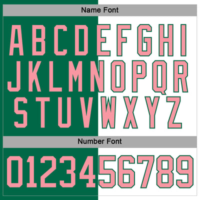 Custom Kelly Green Medium Pink-White Split Fashion Hockey Lace Neck Jersey