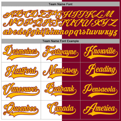 Custom Maroon Gold-White Split Fashion Hockey Lace Neck Jersey