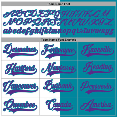 Custom Teal Purple-White Split Fashion Hockey Lace Neck Jersey